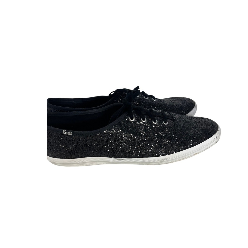 Keds Champion Black Glitter Sneakers Womens Low Top Lace Up Shoes, 11 - Picture 3 of 6